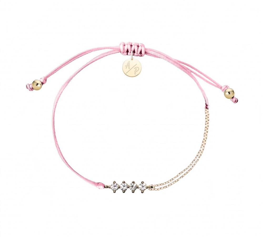NEW ADRIANA PAPPAS women's cz crystal bar bracelet on colored cord in pink